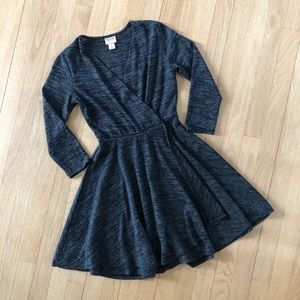 Mossimo Heathered Grey Knit Wrap Dress Long Sleeve